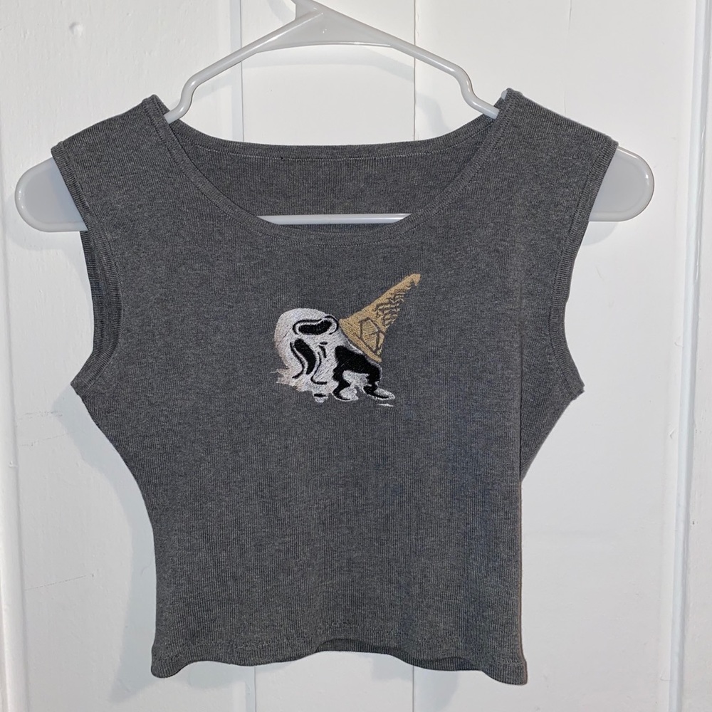 Ghostface/scream embroidered horror crop tank